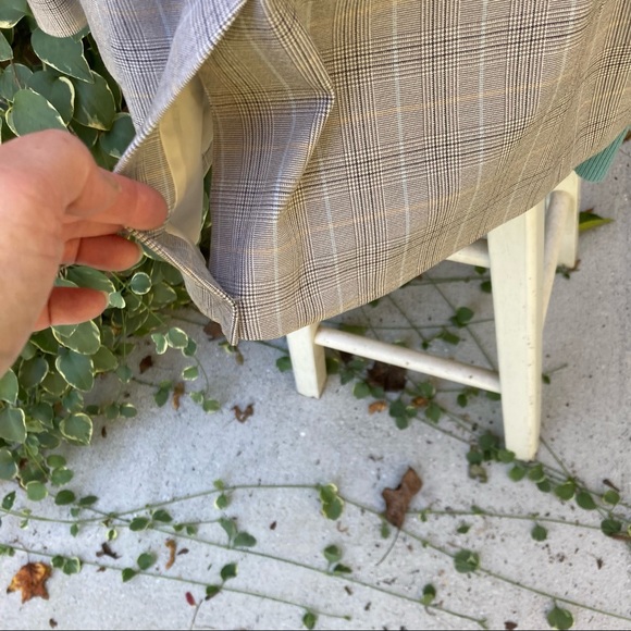 Larry Levine Notch Collar Blue Gray plaid 3 button Classic Blazer Jacket sz12 - Picture 7 of 15